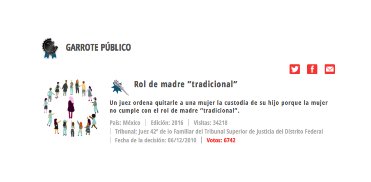 Lee más sobre el artículo Entregan Premio “Garrote del Público” a juez mexicano por sentencia más sexista