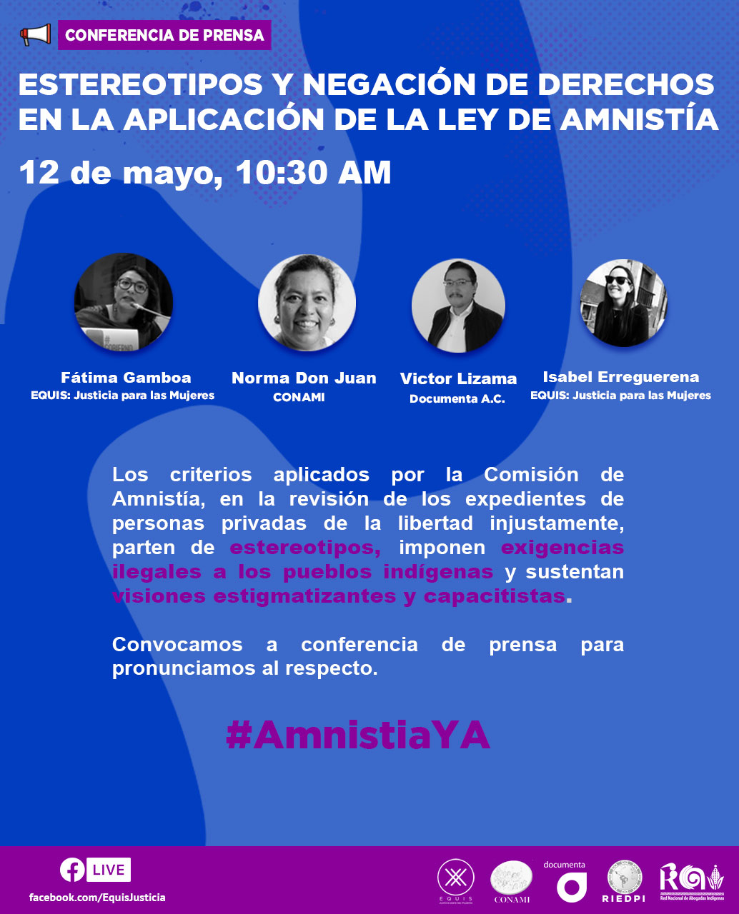 Lee más sobre el artículo Conferencia de prensa: Estereotipos y negación de derechos en la aplicación de la Ley de Amnistía